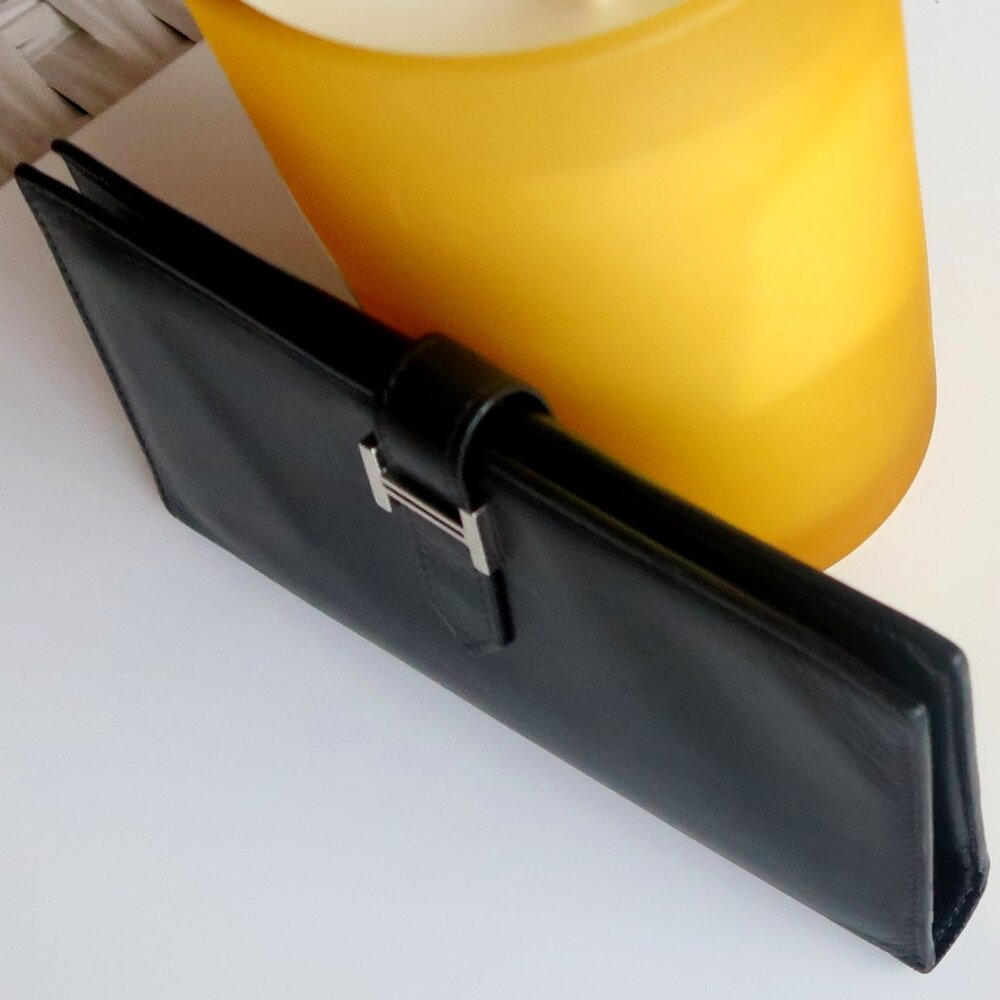 Hermès Béarn Black Leather H Buckle Long Wallet Bifold Luxury French Designer - Picture 6 of 15